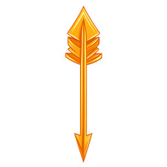 Bold Arrow with Crisp Details in Bright Amber Color Isolated on Transparent Background