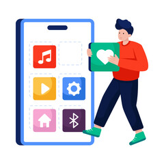 A premium download illustration of mobile apps
