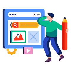 Conceptual flat design illustration of web landscape