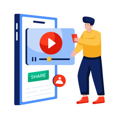 Premium download illustration of share mobile video
