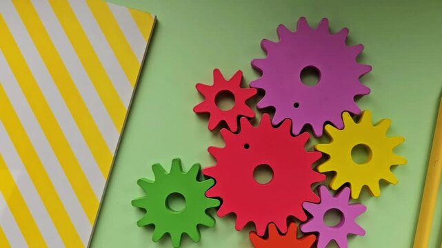 Engaging math activity with colorful gear fractions for back to school learning fun