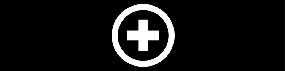 Obraz premium Add Icon on Black: A minimalist depiction of a bold white plus symbol, contained within a subtle circular border against a stark black canvas. An image that signifies an increment.