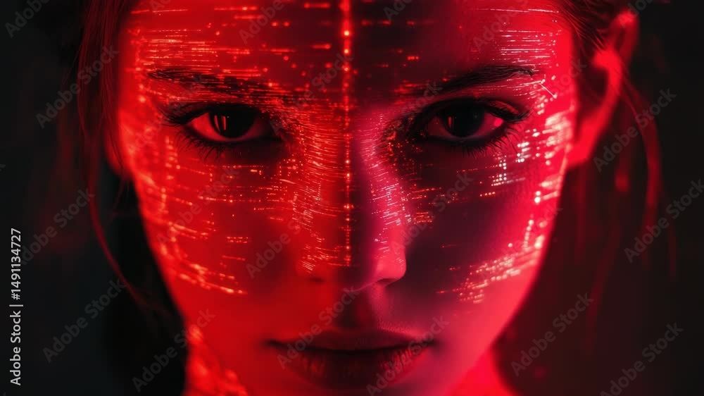 Poster a high-tech, metallic face mask worn by someone for a sci-fi scene or futuristic character