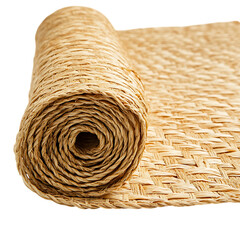 Minimalist Woven Straw Beach Mat Isolated on Transparent Background