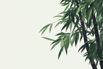 Obraz premium Elegant bamboo shoots and leaves gracefully swaying in a serene ambiance. This image showcases the beauty and simplicity of nature, offering a sense of calm and tranquility.