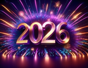 2026, Happy New Year 2026 text design. 2026 happy new year background design. Elegant and beautiful New Year 2026 number design