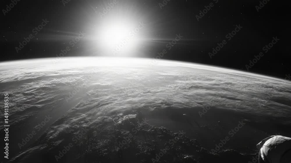 Poster a monochromatic image of the earth from space, ideal for use in educational or scientific contexts