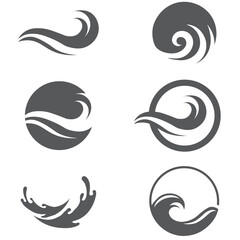 Water wave, sea wave set. Zigzag line. Water logo, symbol vector collection.