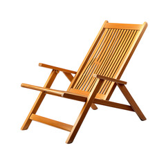 Elegant Minimalist Wooden Beach Chair with a Sleek Isolated on Transparent Background