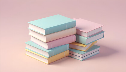 3D cute book on background pink.