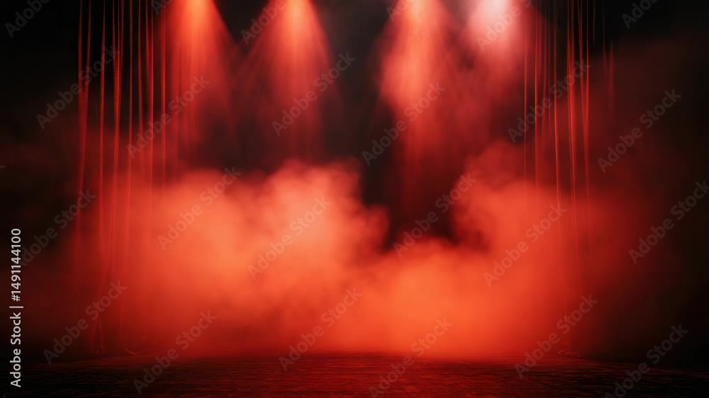 Poster a stage with red smoke emanating from it