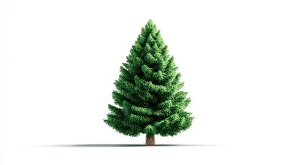 Obraz premium A lush evergreen tree standing tall against a clean white background ideal for nature design