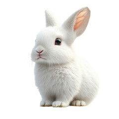 Obraz premium Cute white bunny rabbit adorable pet animal fluffy easter bunny isolated on transparent background
