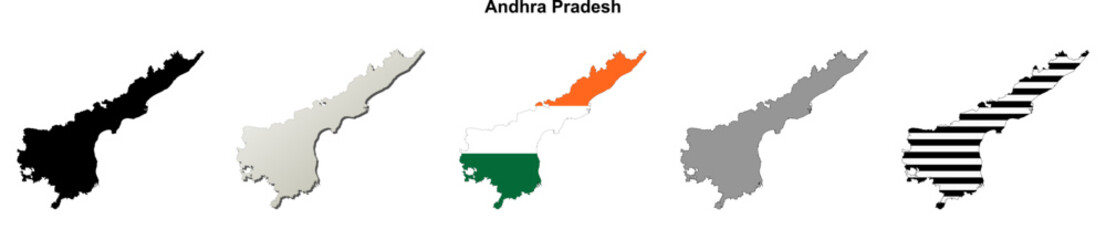 Andhra Pradesh state blank outline map set