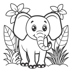 Adorable Cartoon Elephant with Happy Face