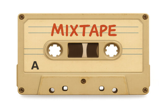 Old audio cassette mixtape with transparent background evoking memories of creating personalized music compilations