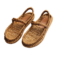 Boho Chic Espadrille Sandals with Organic Woven Pattern Isolated on Transparent Background