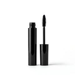 Obraz premium Minimalist mascara tube with cap closed, front-facing on a white background.