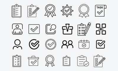 set of icons. Task Line Editable Icon Set of Checklist, Poll, Multitasking, Voting & More in Line icons Vector on White Background