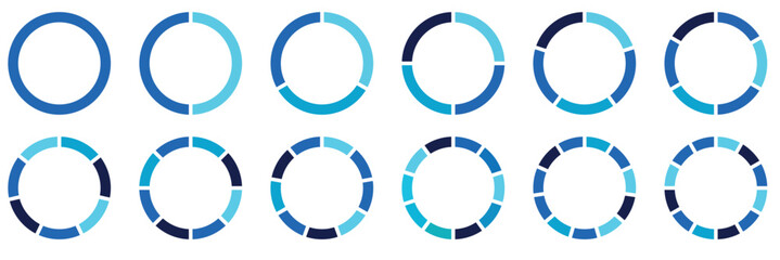 Pie charts diagrams. Different color circles. donut and pie chart infographic elements set. Colorful diagram collection with. Circle icons for infographic. Circle section graph. 
