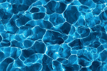 A close up view of rippling blue water with sunlight reflecting off the surface of the water body