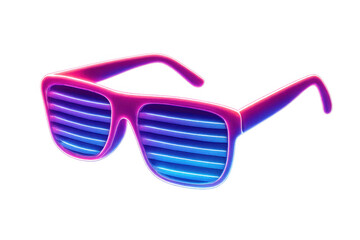 Pixelated retro shutter shades with transparent background, representing 80s pop culture, vintage party style, music festival aesthetic