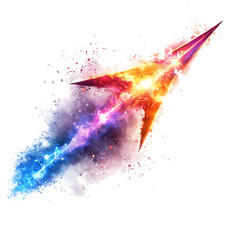 A Glowing Plasma Core Arrow with Gamma Ray Bursts Isolated on Transparent Background