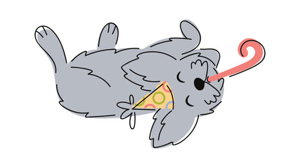 Funny birthday dog hand drawn