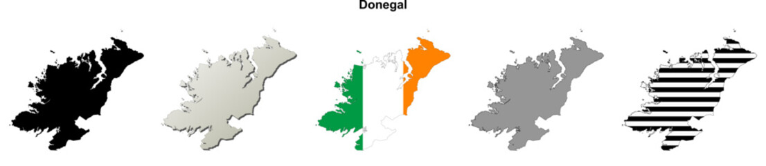 Fototapeta premium Donegal county blank outline map set