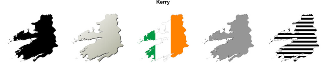 Kerry county blank outline map set