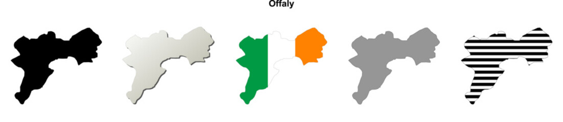 Offaly county blank outline map set