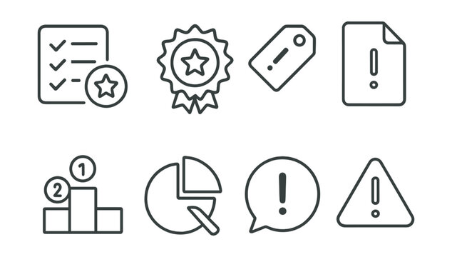 Line style icons of priorities in tasks: priority task icon, high priority badge, urgent task tag, important item file, task ranking board, focus task chart, top priority bubble, urgent action symbol