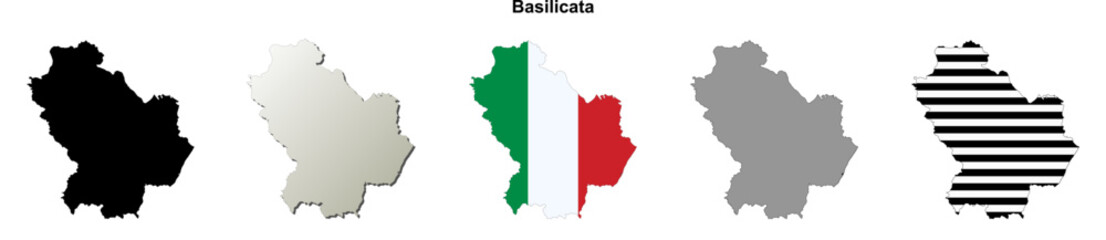 Basilicata region blank outline map set