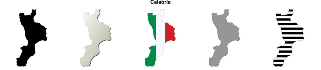 Obraz premium Calabria region blank outline map set
