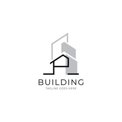 Letter P building logo for architecture, construction and real estate company. Property logo template for your brand.
