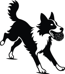Border Collie Running Vector, Energetic Dog Silhouette