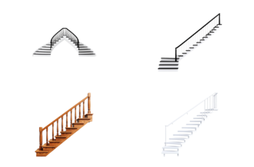 Contemporary modern staircase with glass railing and wooden steps