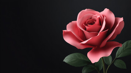 Fototapeta premium A stunning close up of a pale red rose in full bloom, revealing its intricate petal arrangement against a dark, elegant background, creating a romantic mood.