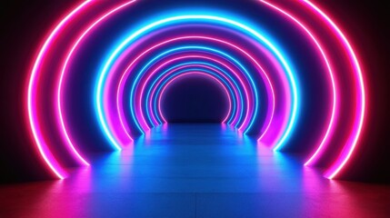 Obraz premium Neon Light Tunnel with Blue and Pink Illumination in Dark Space