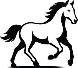 Horse Running Silhouette Art, Dynamic Horse Vector Graphic