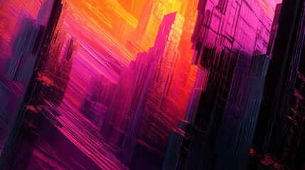 Fototapeta premium Abstract Colorful Digital Landscape with Neon Hues and Lines