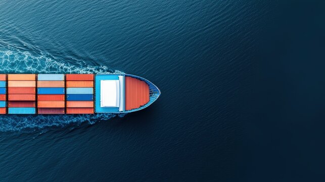 Futuristic hydrogen-powered container ship navigating vibrant digital ocean routes, demonstrating innovative and sustainable shipping technology