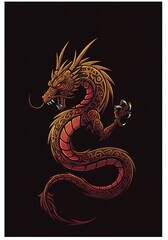 Obraz premium Crimson Scales, Golden Fury