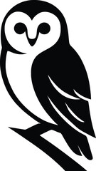 Owl Elegant Silhouette Design, Owl On Branch Vector Art
