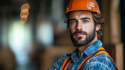 Focused worker, construction site