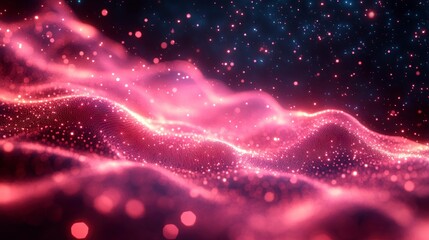 Abstract Pink and Purple Waves with Glittering Particles in a Cosmic Background