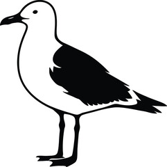 Seagull Simple Silhouette Art, Flying Seagull Vector Graphic