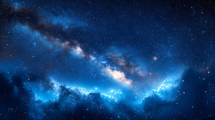 Fototapeta premium Breathtaking cosmic canvas of blue nebula with sparkling stars across the universe expanse in deep space