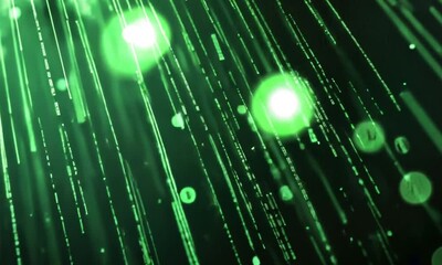 Abstract Green Light Rain Digital Art - Powered by Adobe