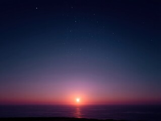 Fototapeta premium Ocean Sunset With Starry Sky, Representing Tranquility and Awe-Inspiring Natural Beauty for Travel and Tourism Marketing : Generative AI